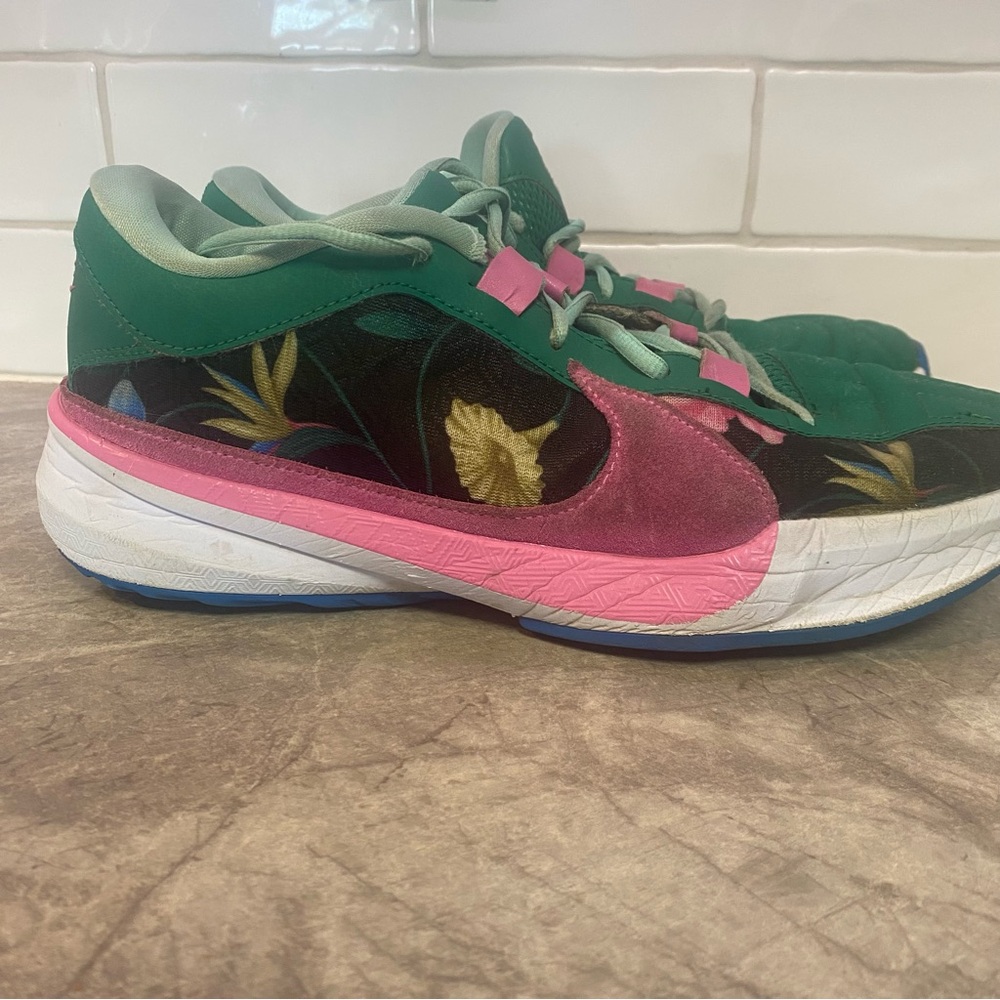 Nike Men's Zoom Freak 5 Floral Sneakers - Green, Pink, Yellow Accents